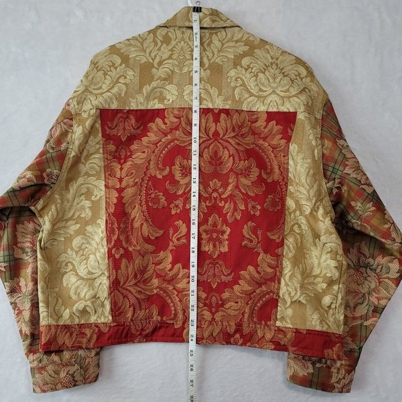 Vtg My Boyfriends Back Womens Denim Jacket Floral Patchwork Pattern Rose Buttons - Picture 12 of 16